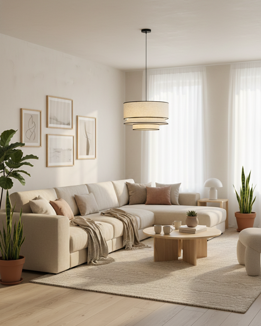 Circlune Minimalist Linen Pendant Light