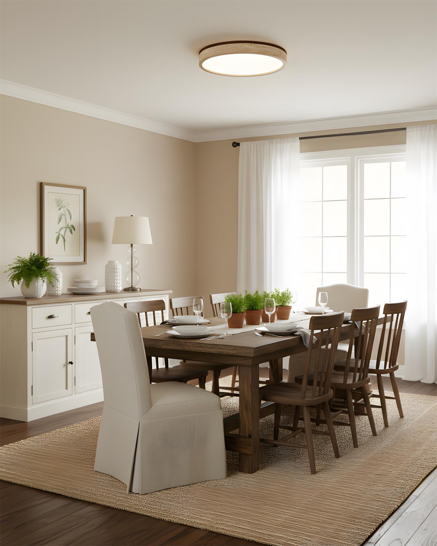 Cirona Minimalist Travertine Ceiling Light