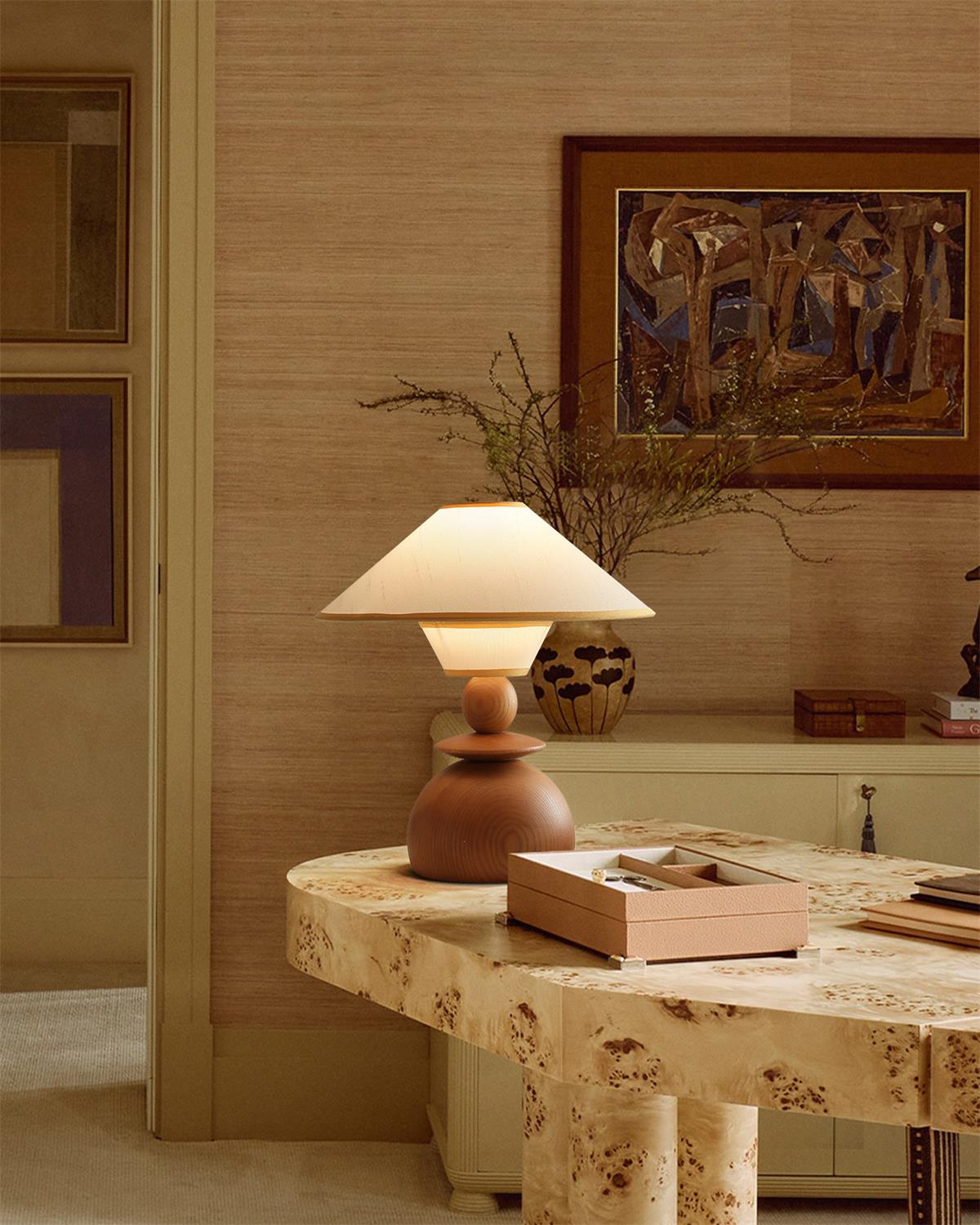 Citrus Wabi-Sabi Wood Dome Table Light