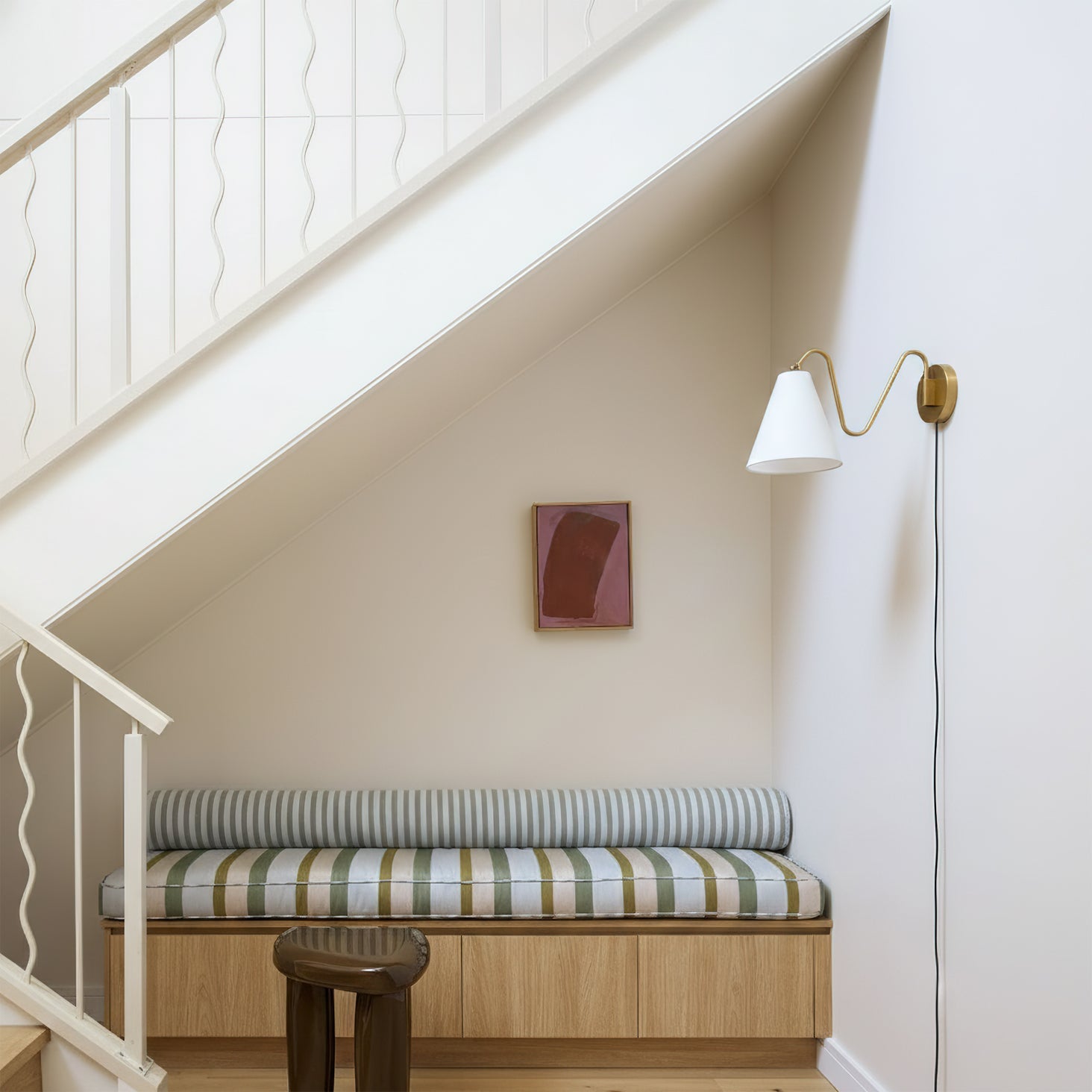 Cleome Minimalist Brass Swing Plug In Wall Lamp