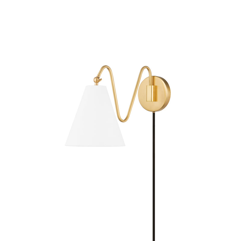 Cleome Minimalist Brass Swing Plug In Wall Lamp