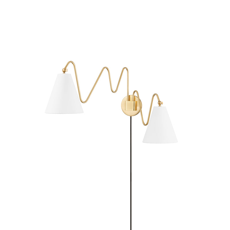 Cleome Minimalist Brass Swing Plug In Wall Lamp