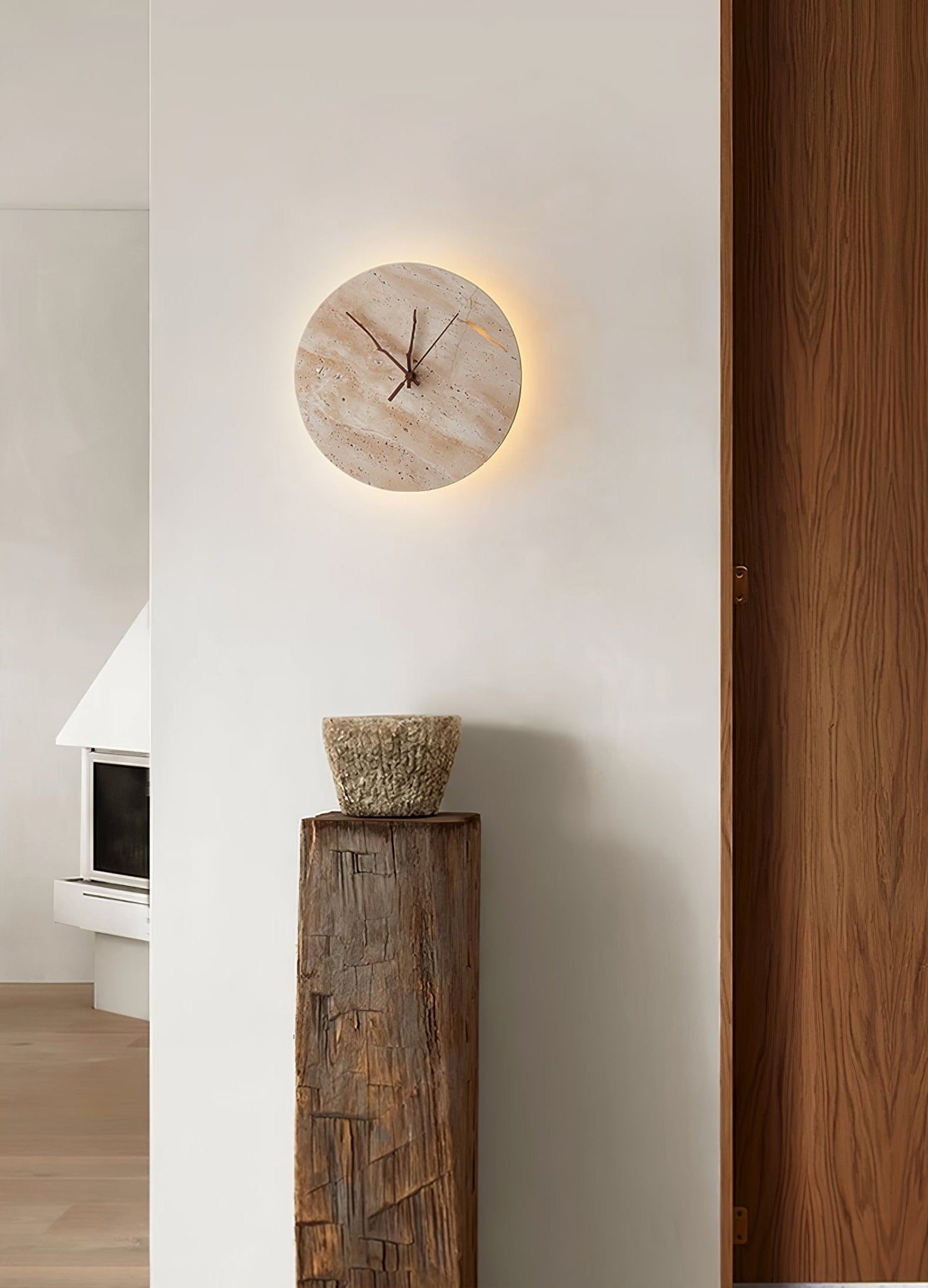Volira Minimalist Travertine Wall Light - Blowlighting