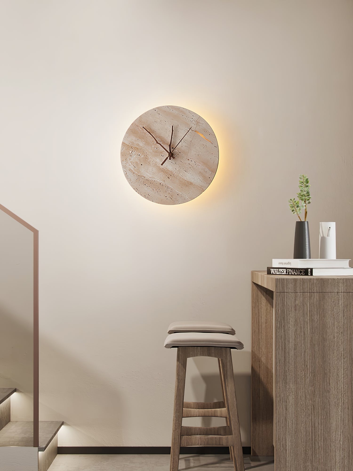 Volira Minimalist Travertine Wall Light - Blowlighting
