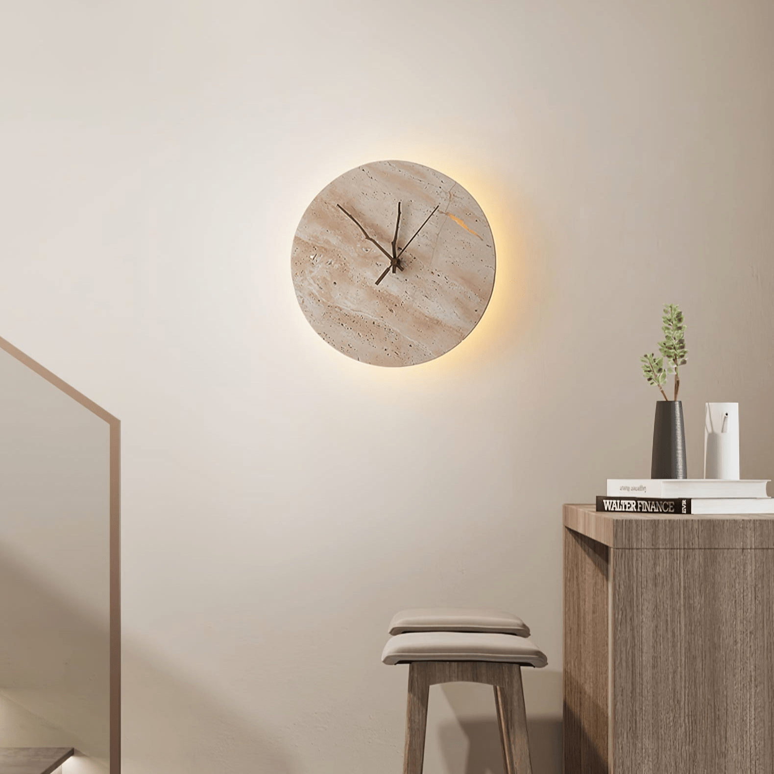 Volira Minimalist Travertine Wall Light - Blowlighting