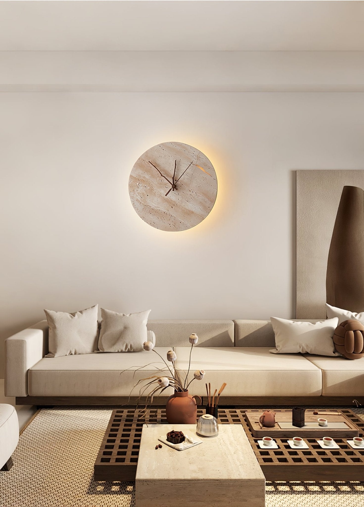 Volira Minimalist Travertine Wall Light - Blowlighting