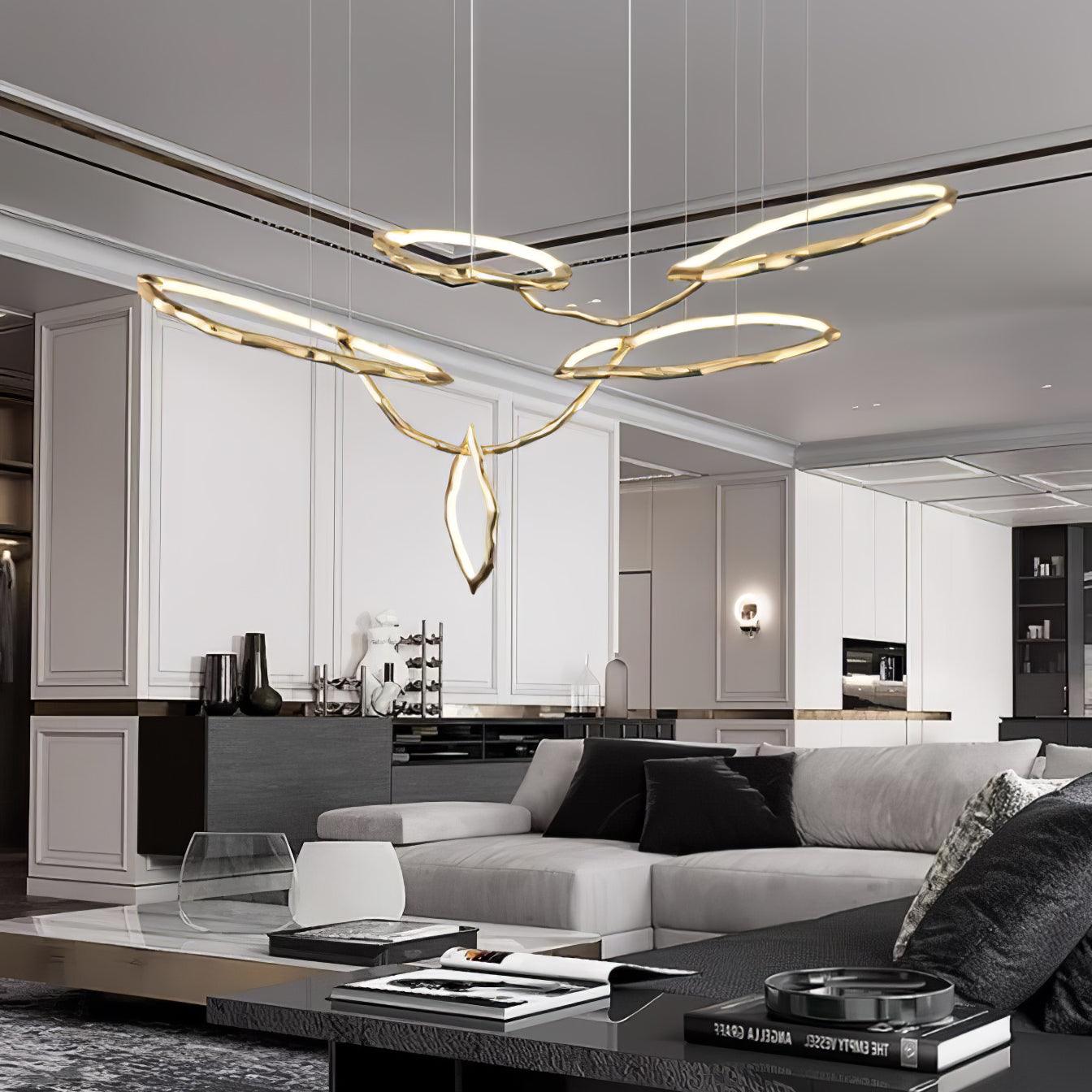 Aballs Cloud Rings Series Brass Metal Chandelier - Blowlighting