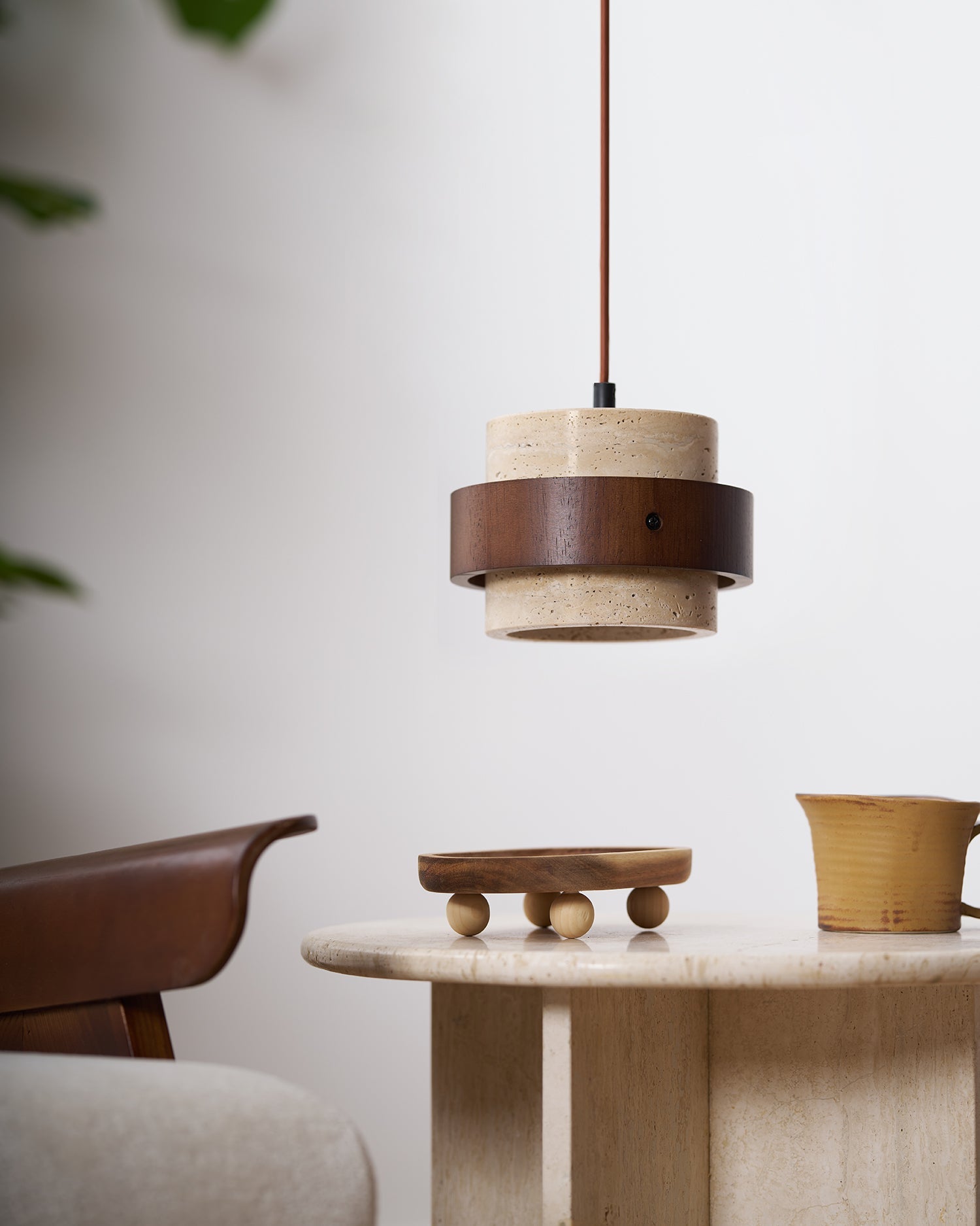 Cumirora Layered Cylinder Travertine Pendant Light - Blowlighting