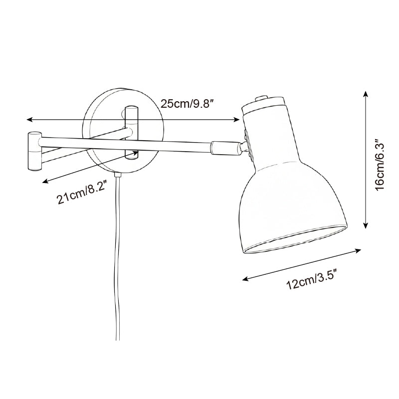 Collin Scandinavian Metal Adjustable Plug In Wall Light