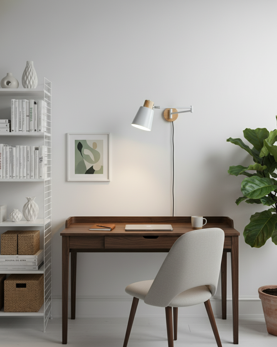 Collin Scandinavian Metal Adjustable Plug In Wall Light