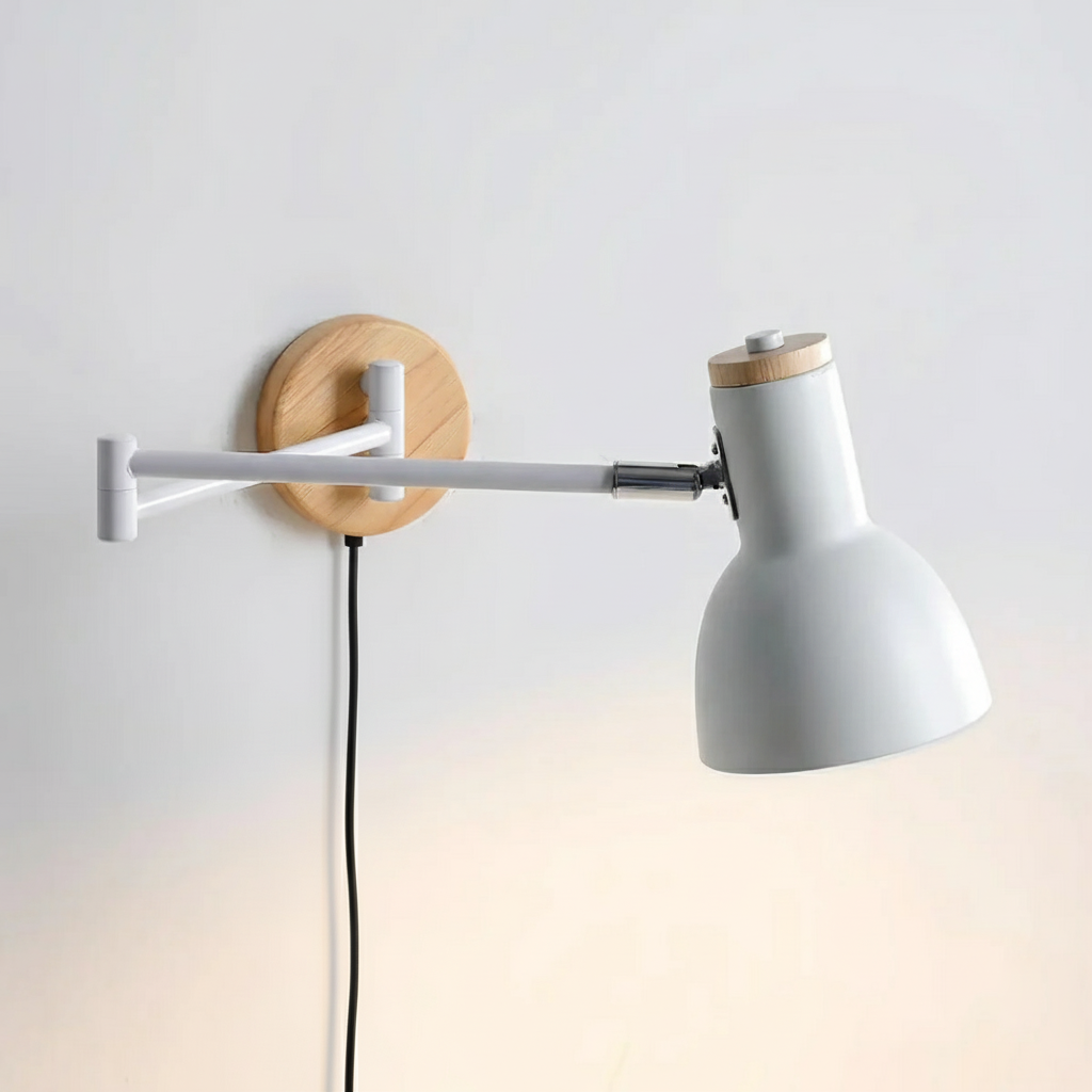 Collin Scandinavian Metal Adjustable Plug In Wall Light