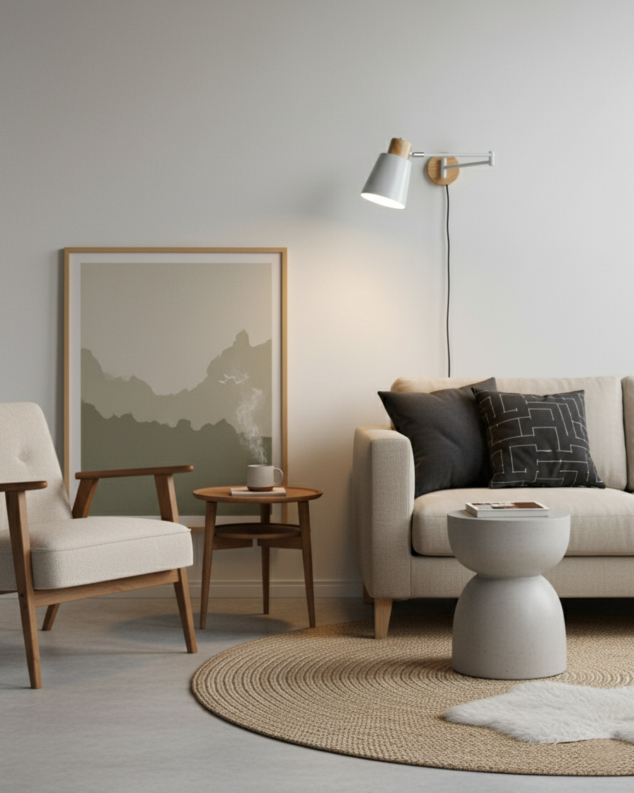 Collin Scandinavian Metal Adjustable Plug In Wall Light