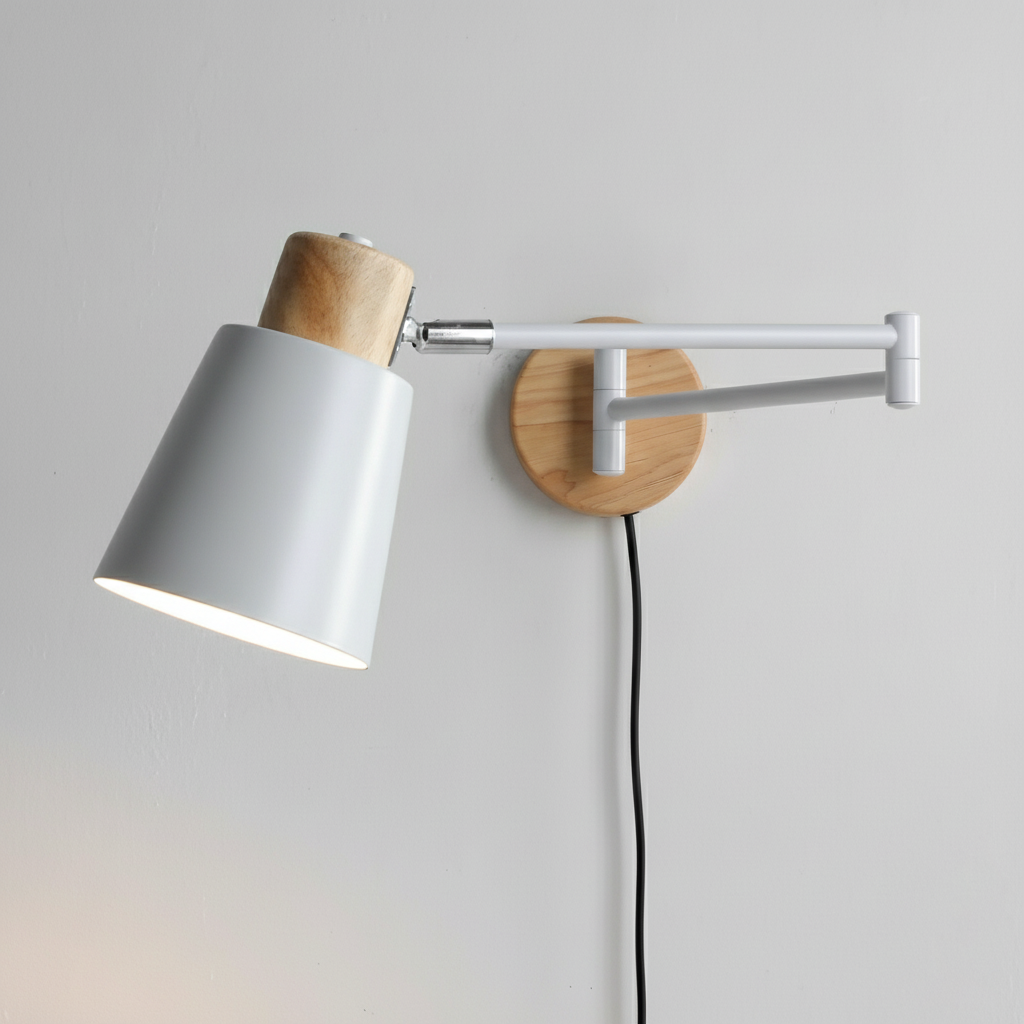 Collin Scandinavian Metal Adjustable Plug In Wall Light