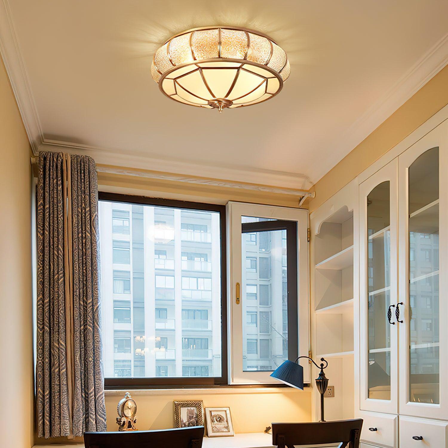 Colonial Glass Drum Ceiling Light - Blowlighting