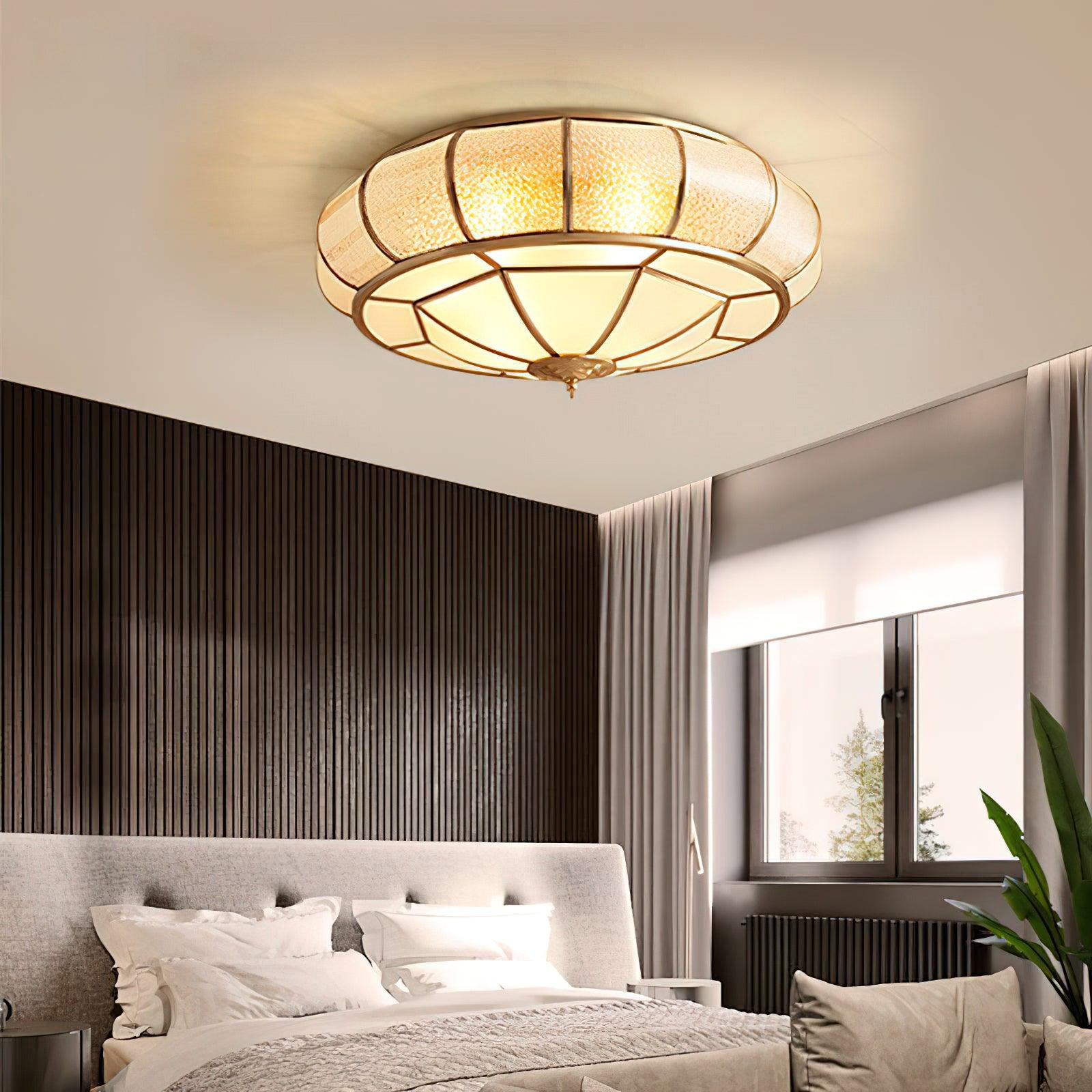 Colonial Glass Drum Ceiling Light - Blowlighting