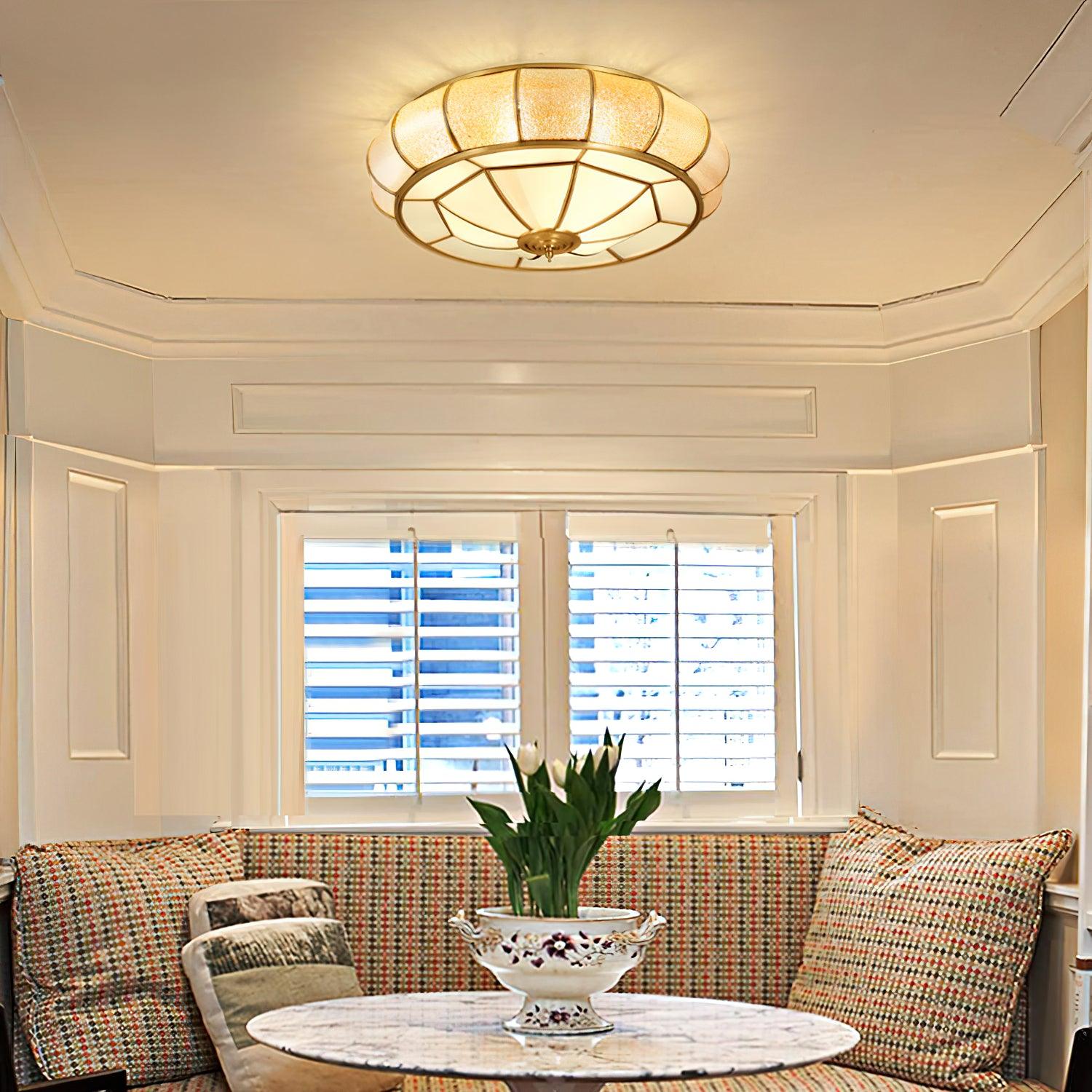 Colonial Glass Drum Ceiling Light - Blowlighting