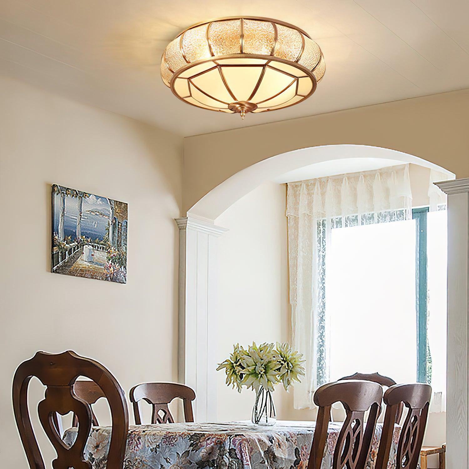 Colonial Glass Drum Ceiling Light - Blowlighting