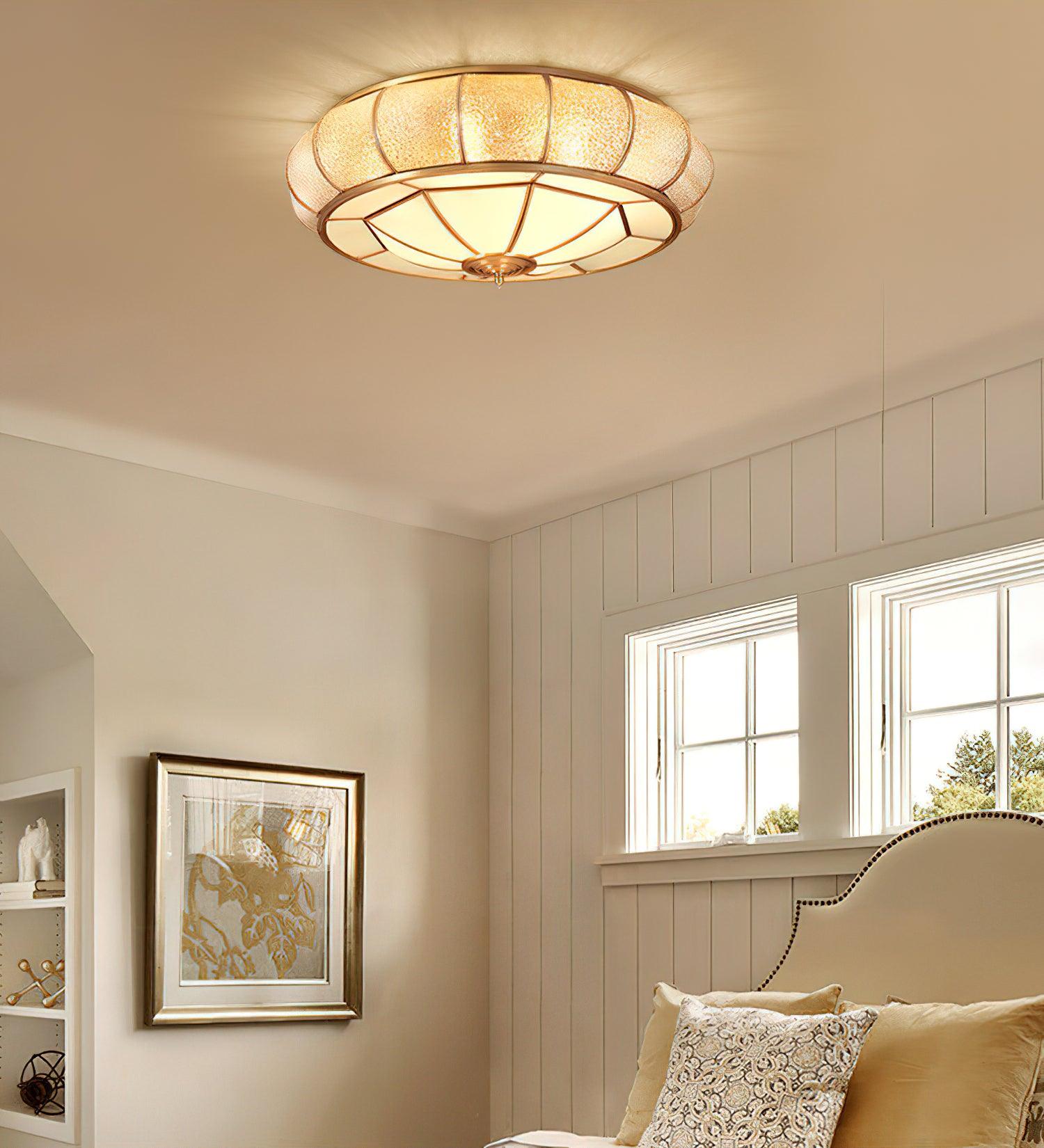 Colonial Glass Drum Ceiling Light - Blowlighting