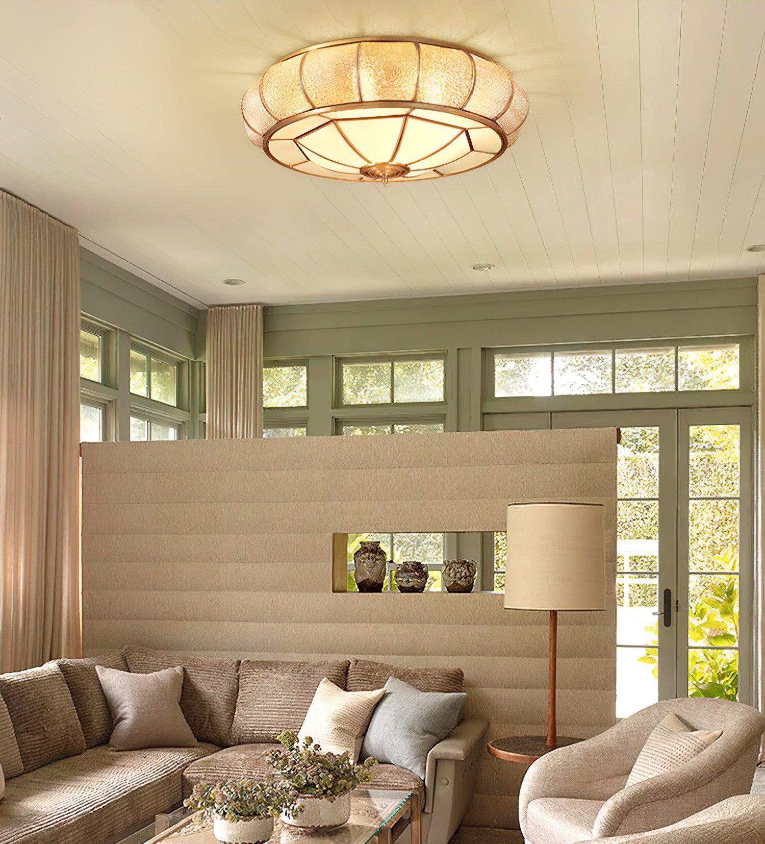 Colonial Glass Drum Ceiling Light - Blowlighting