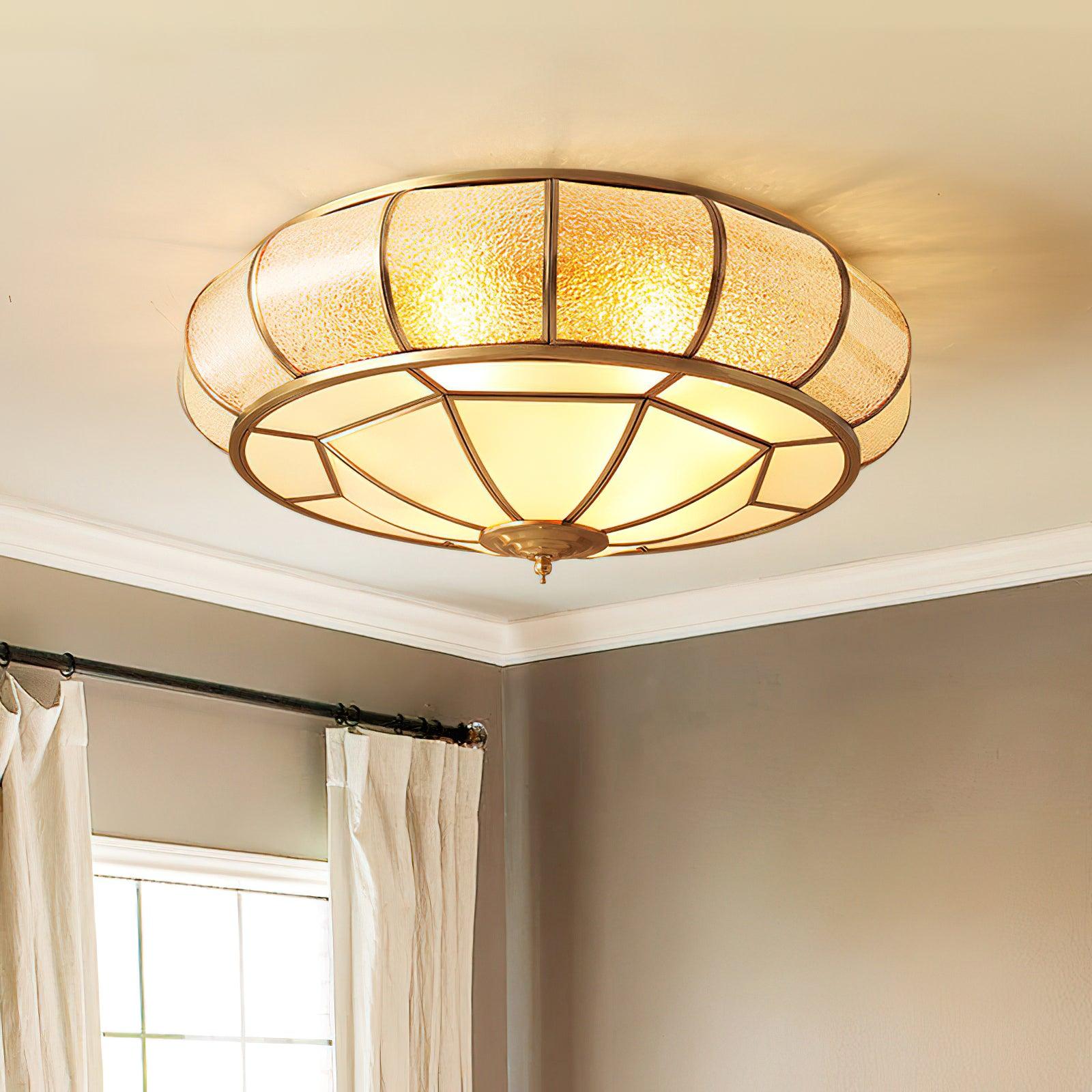 Colonial Glass Drum Ceiling Light - Blowlighting