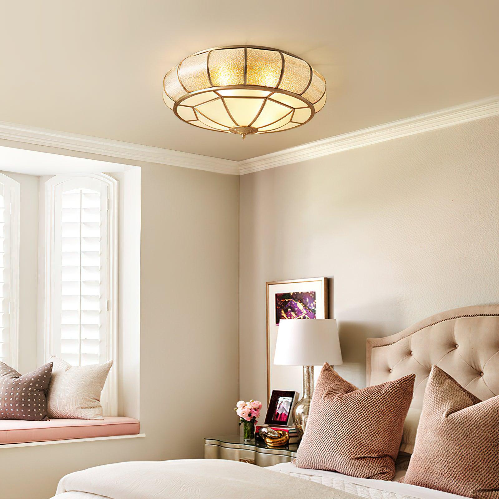 Colonial Glass Drum Ceiling Light - Blowlighting