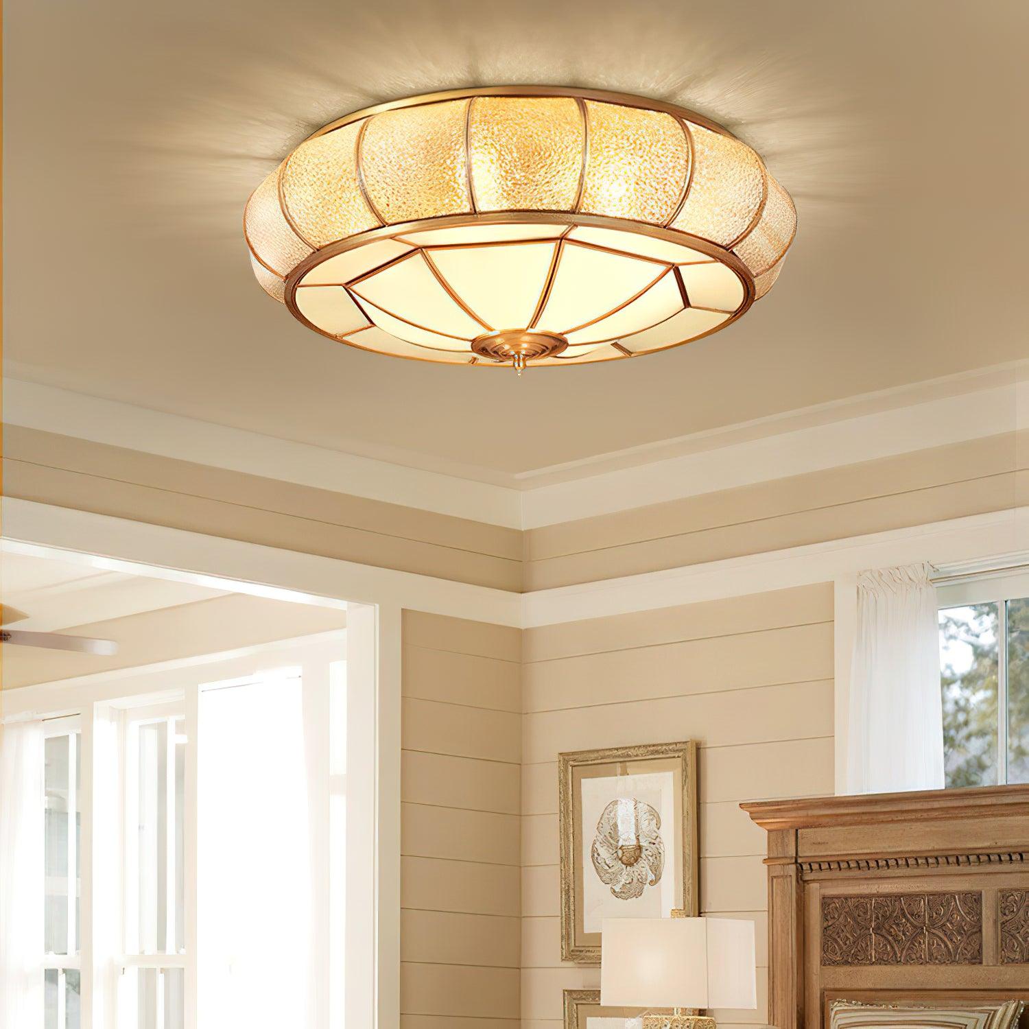 Colonial Glass Drum Ceiling Light - Blowlighting
