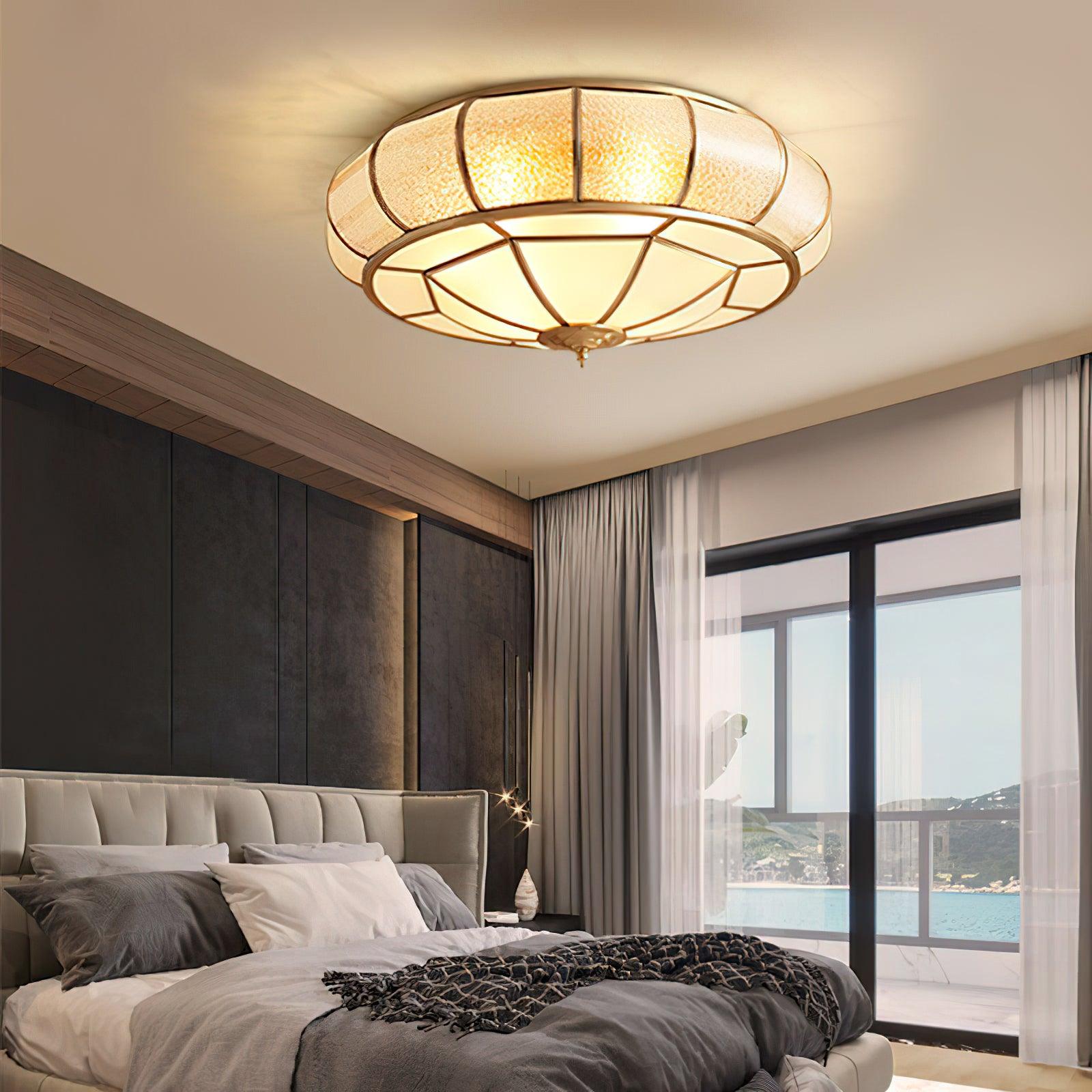 Colonial Glass Drum Ceiling Light - Blowlighting