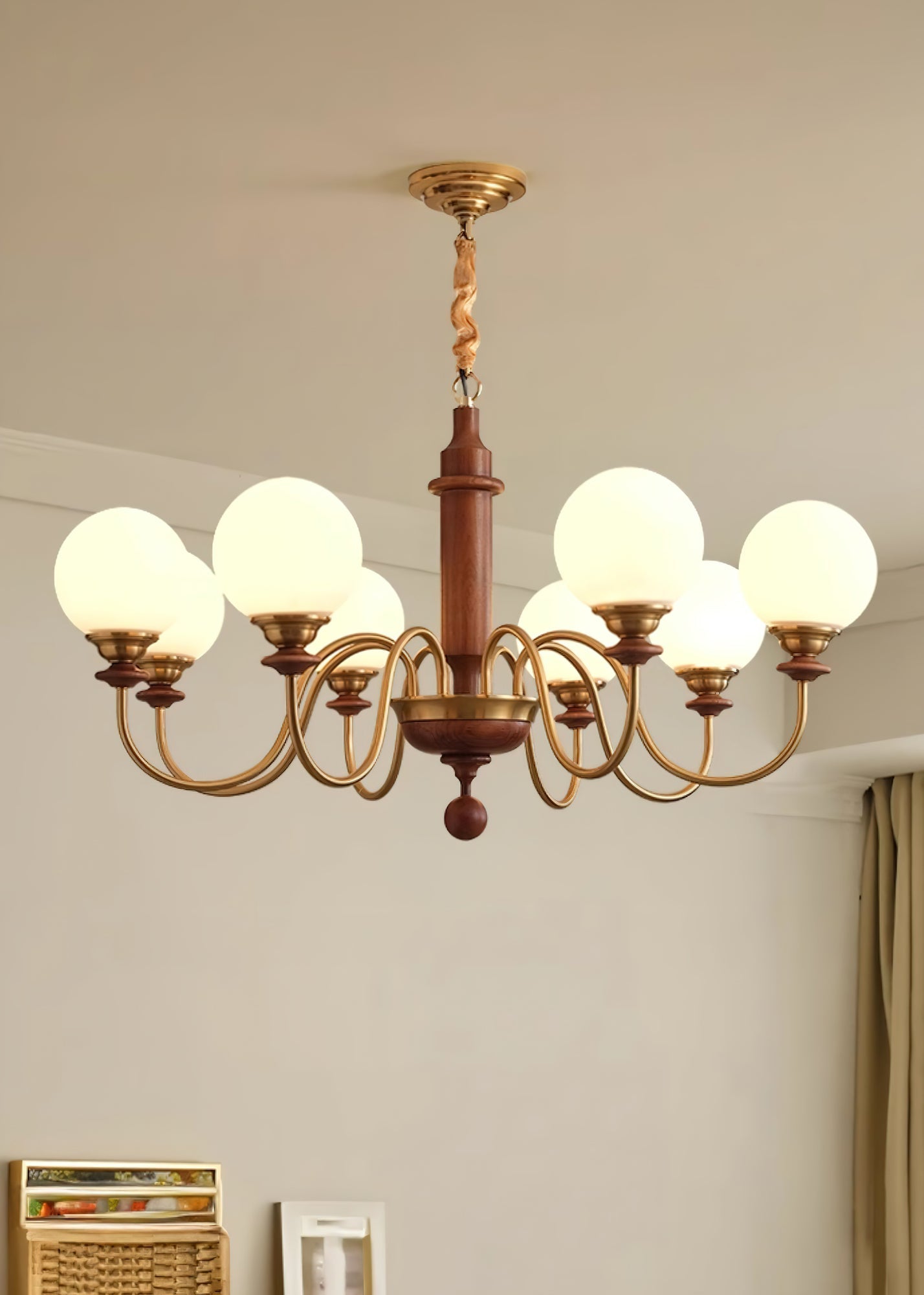 Nyvinia Vintage Brass Glass Chandelier - Blowlighting