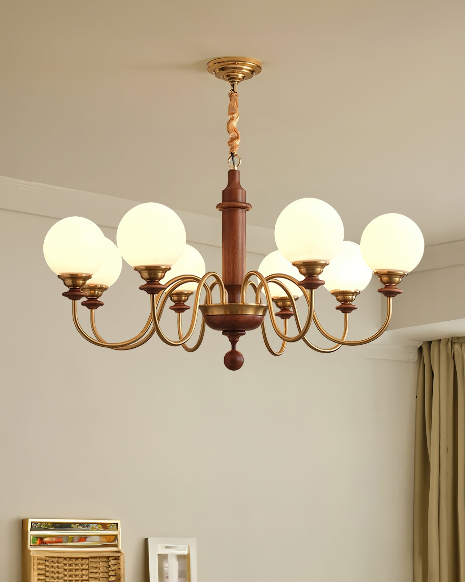 Nyvinia Vintage Brass Glass Chandelier - Blowlighting