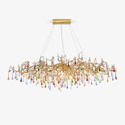 Sytheir Colorful Raindrop Branch Brass Crystal Chandelier - Blowlighting
