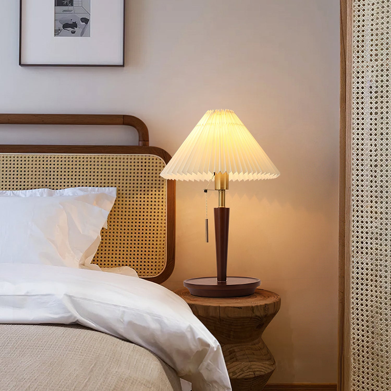 Cone Pleated Fabric Table Lamp - Blowlighting