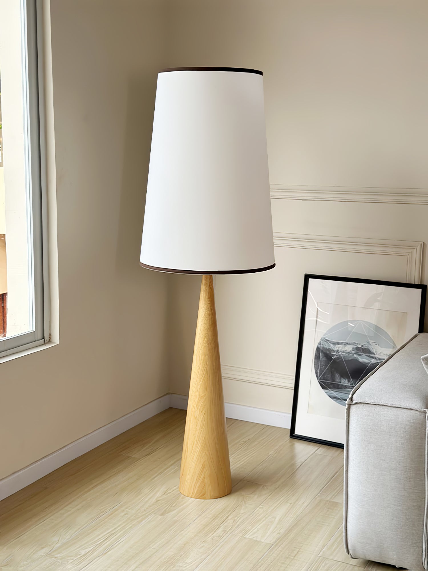 Faux Wood Conical Floor Lamp - Blowlighting