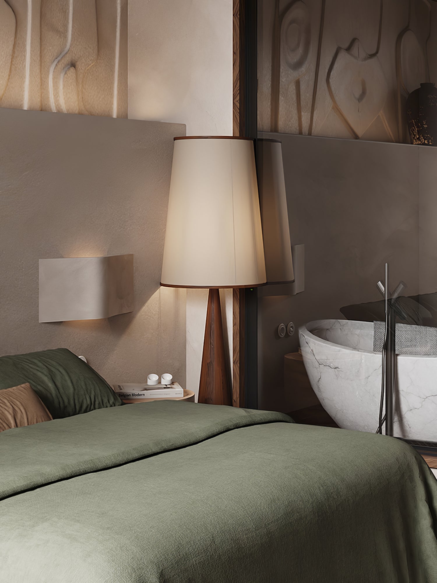 Faux Wood Conical Floor Lamp - Blowlighting