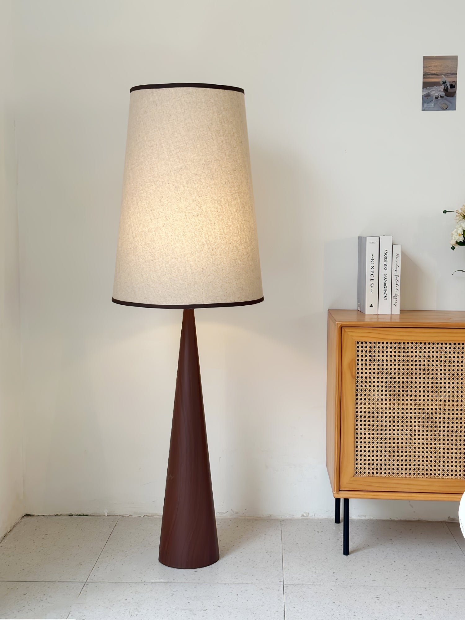 Faux Wood Conical Floor Lamp - Blowlighting