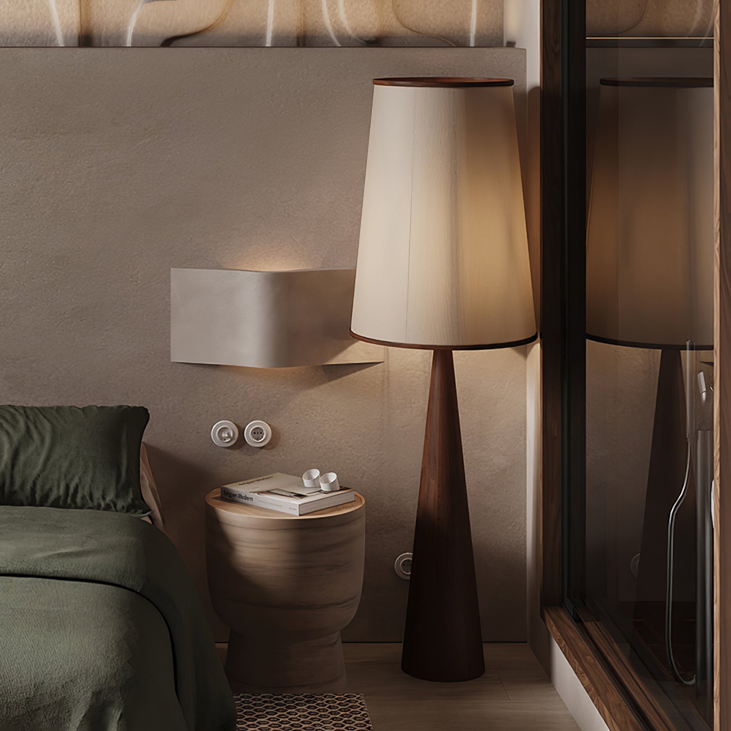 Faux Wood Conical Floor Lamp - Blowlighting