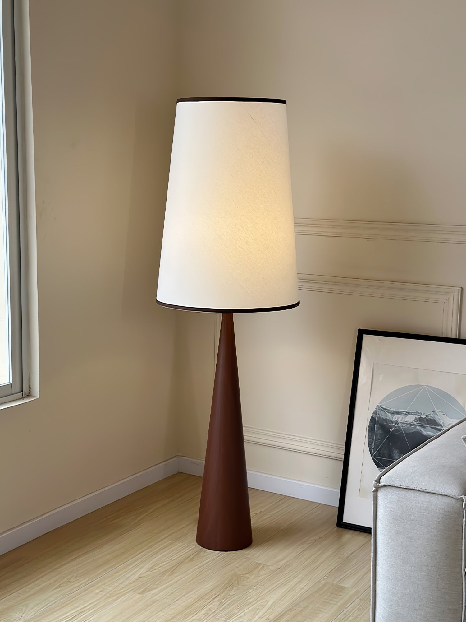 Faux Wood Conical Floor Lamp - Blowlighting