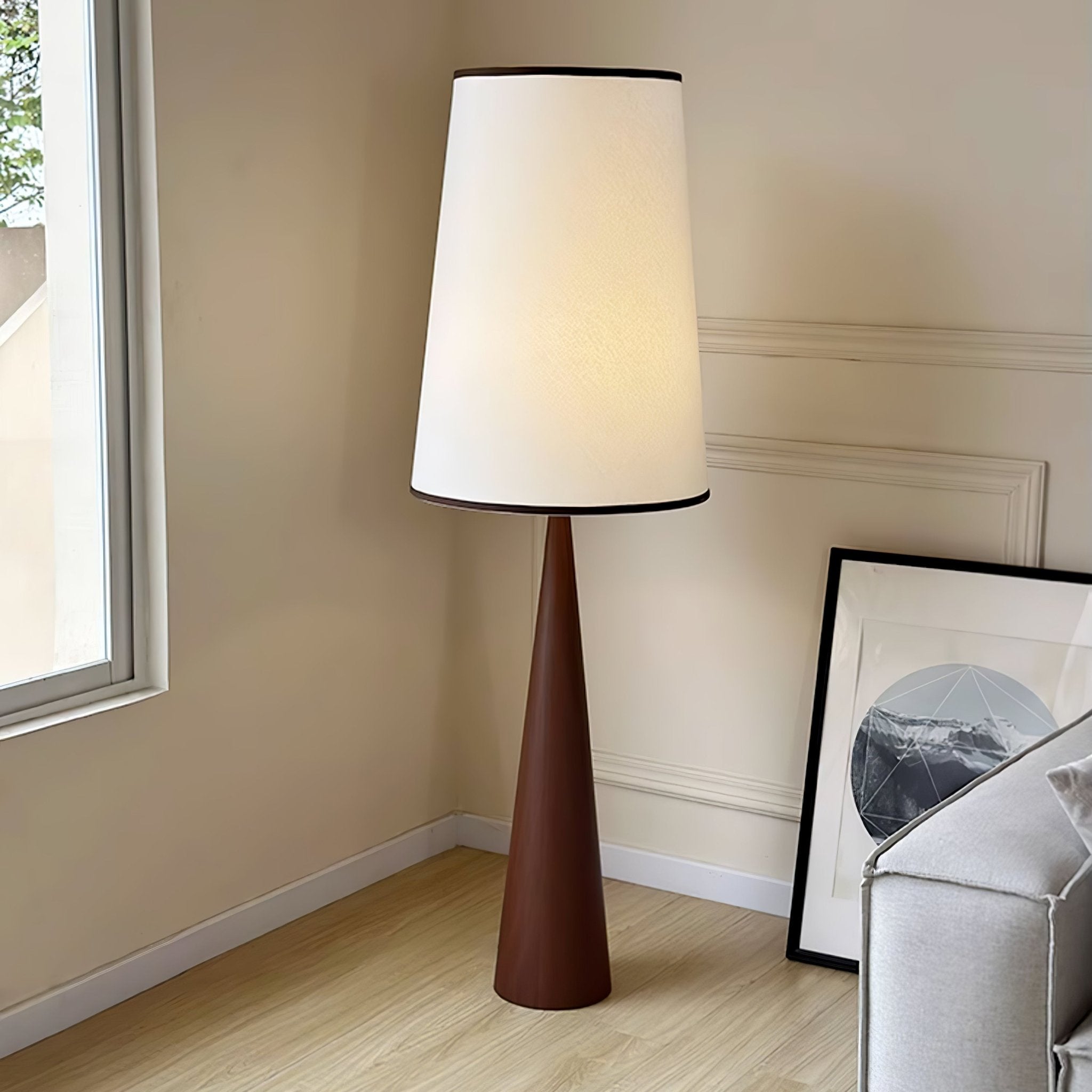 Faux Wood Conical Floor Lamp - Blowlighting