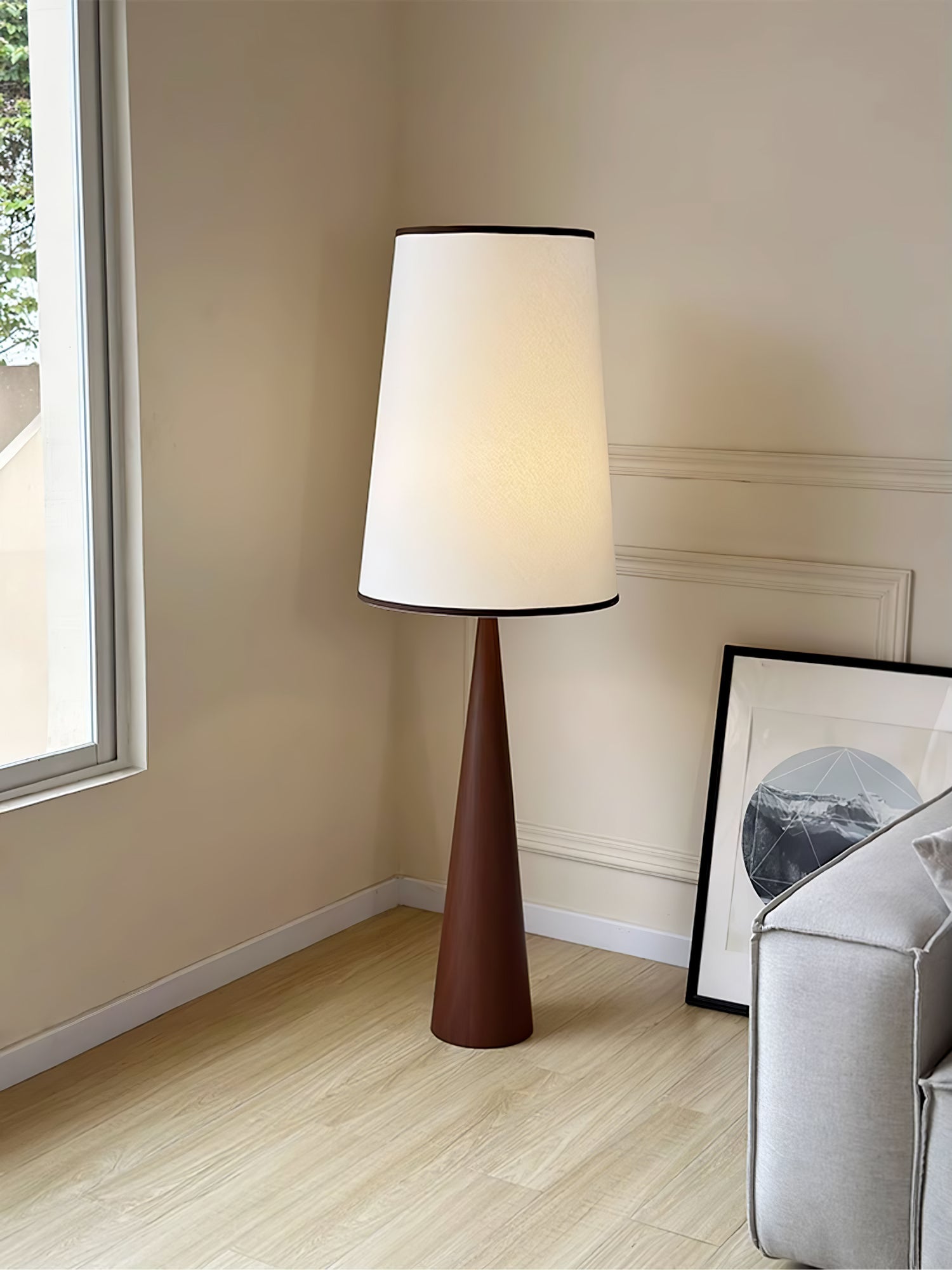 Faux Wood Conical Floor Lamp - Blowlighting