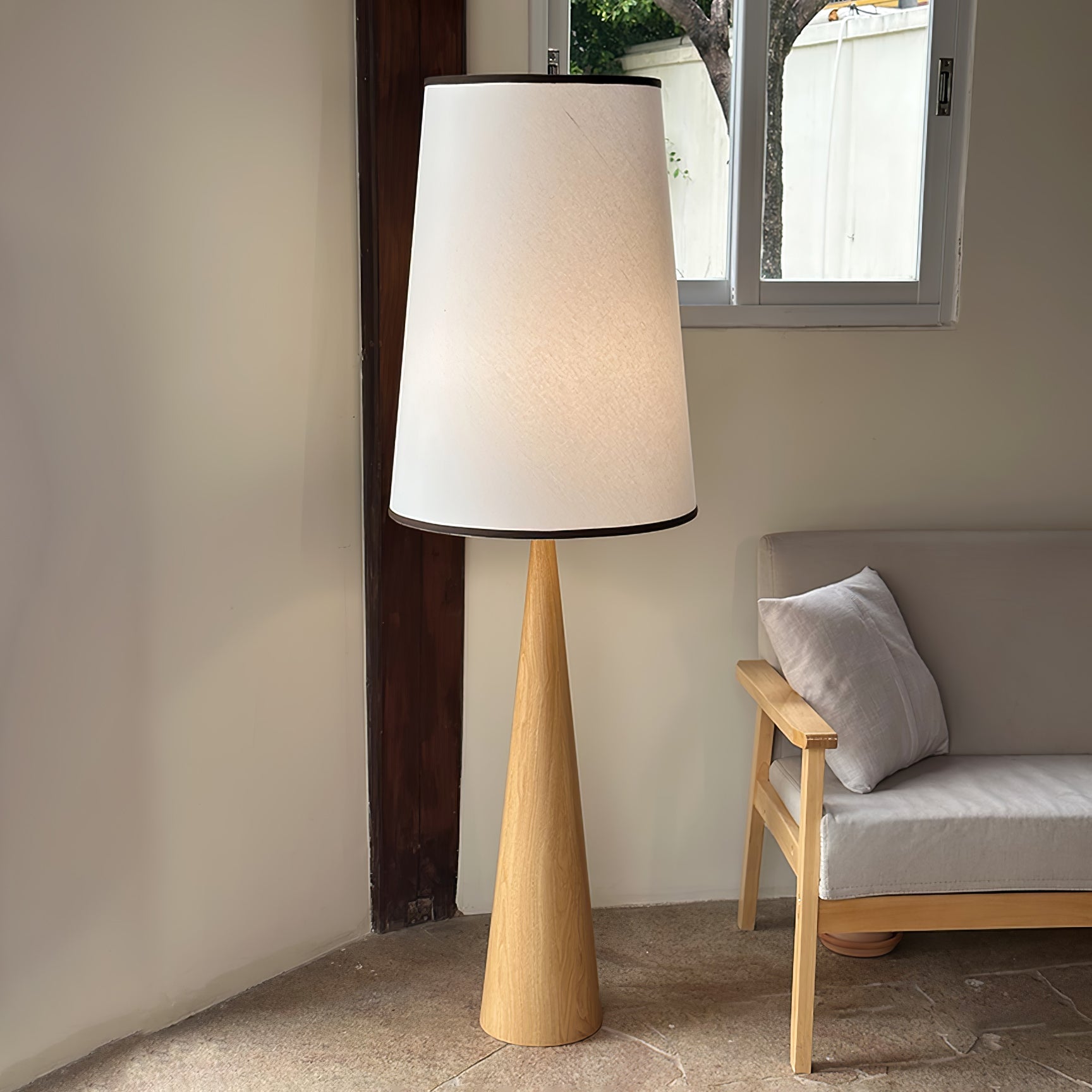 Faux Wood Conical Floor Lamp - Blowlighting
