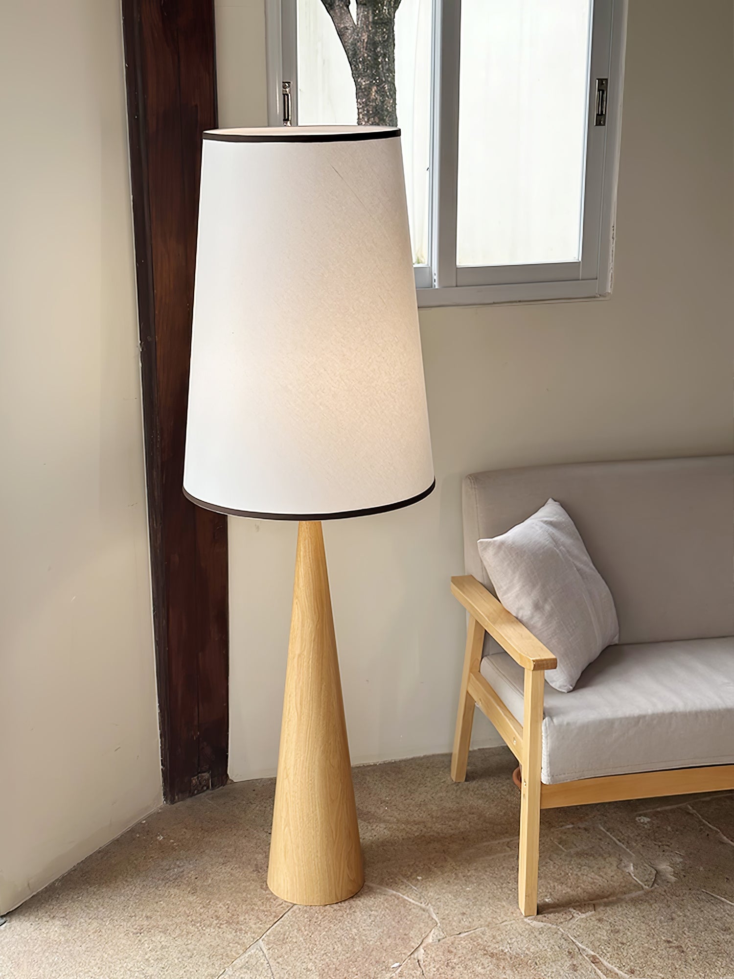 Faux Wood Conical Floor Lamp - Blowlighting
