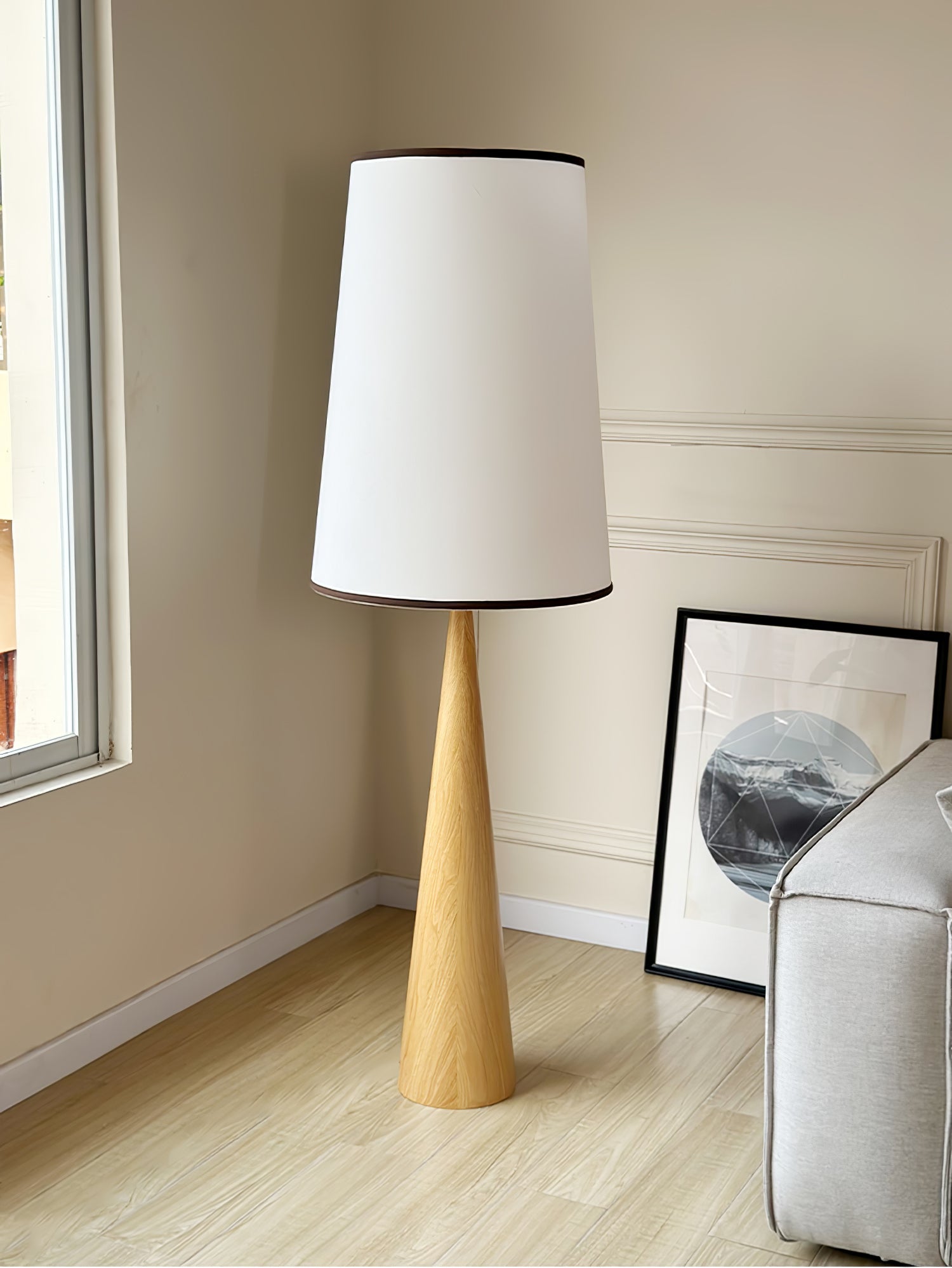 Faux Wood Conical Floor Lamp - Blowlighting
