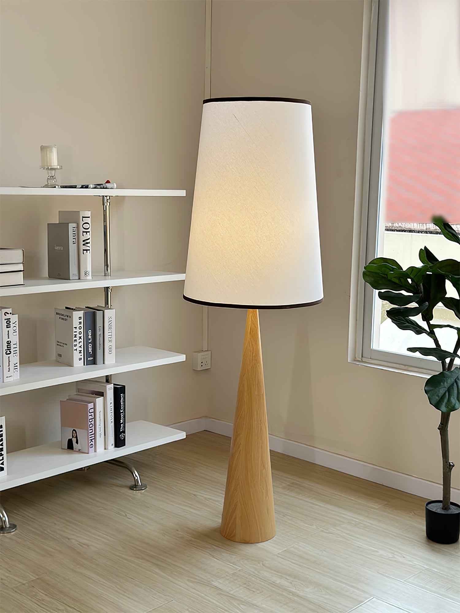 Faux Wood Conical Floor Lamp - Blowlighting