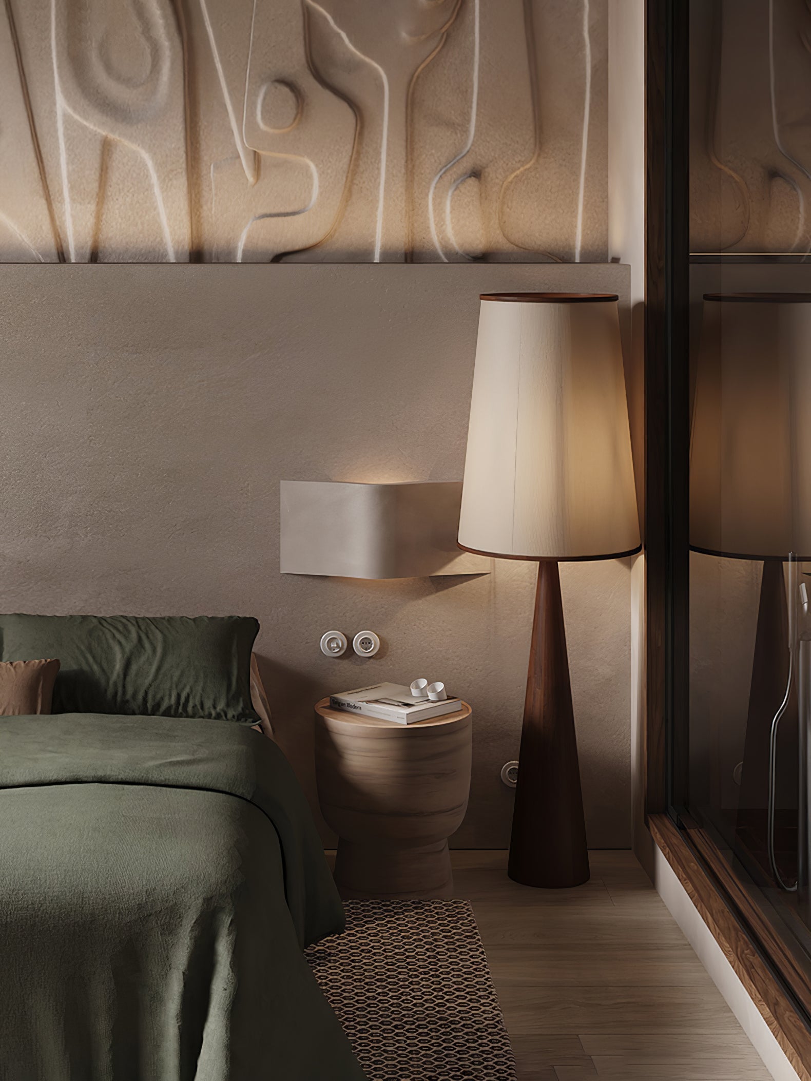 Faux Wood Conical Floor Lamp - Blowlighting