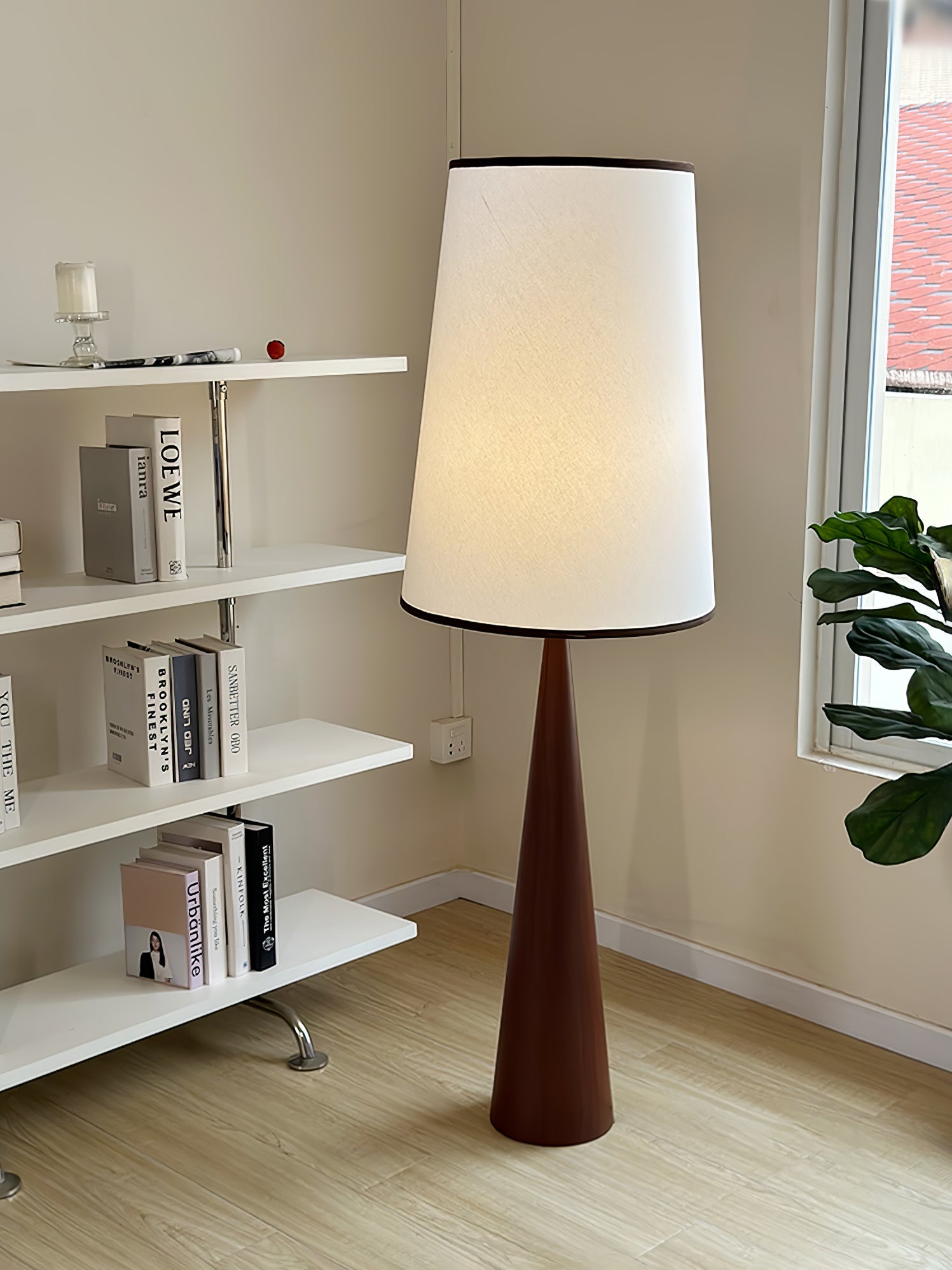 Faux Wood Conical Floor Lamp - Blowlighting