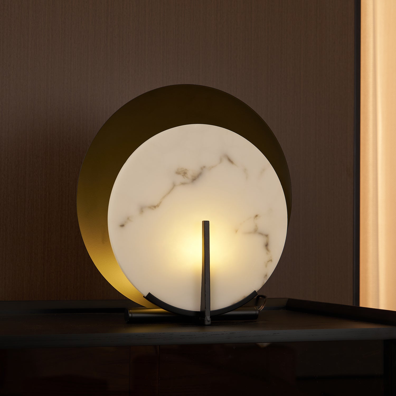 Zorinisra Half Moon Alabaster Table Lamp - Blowlighting