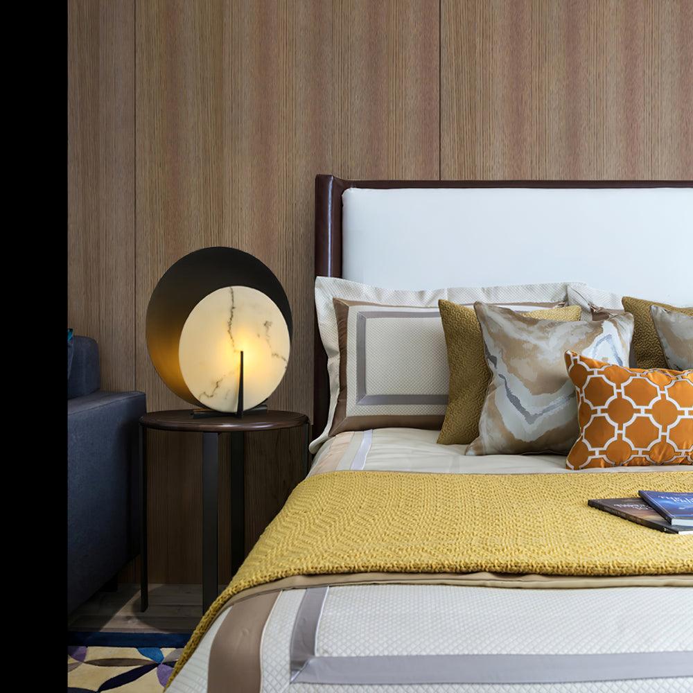 Zorinisra Half Moon Alabaster Table Lamp - Blowlighting
