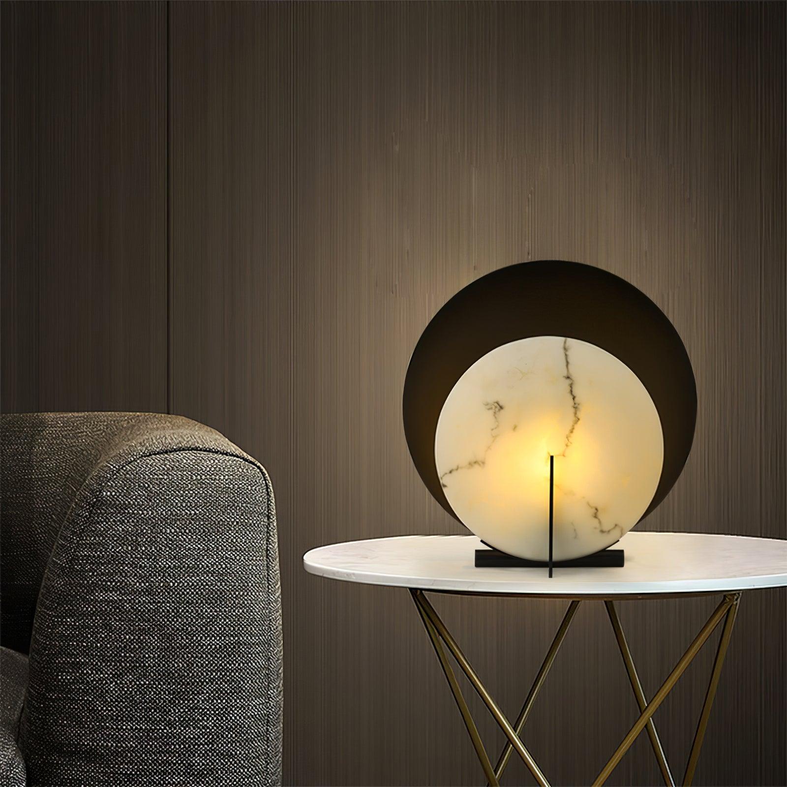 Zorinisra Half Moon Alabaster Table Lamp - Blowlighting