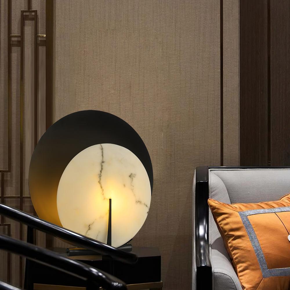 Zorinisra Half Moon Alabaster Table Lamp - Blowlighting