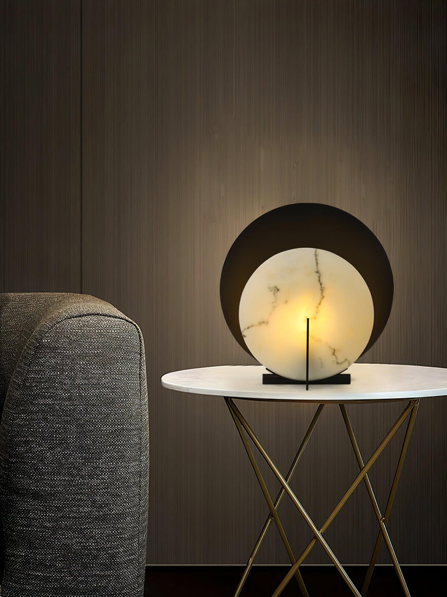 Zorinisra Half Moon Alabaster Table Lamp - Blowlighting