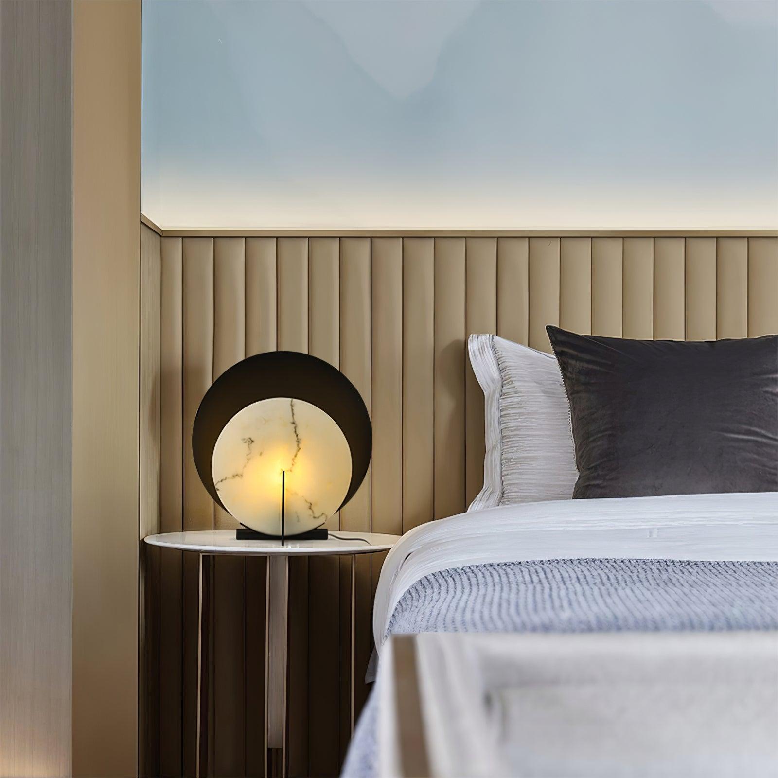 Zorinisra Half Moon Alabaster Table Lamp - Blowlighting